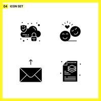 4 icoon reeks gemakkelijk solide symbolen glyph teken Aan wit achtergrond voor website ontwerp mobiel toepassingen en afdrukken media creatief zwart icoon vector achtergrond