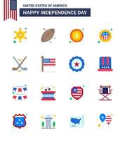gelukkig onafhankelijkheid dag 16 flats icoon pak voor web en afdrukken ijs sport vlag Verenigde Staten van Amerika insigne Amerikaans bewerkbare Verenigde Staten van Amerika dag vector ontwerp elementen