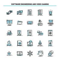 25 software bouwkunde en video gaming zwart en blauw icoon reeks creatief icoon ontwerp en logo sjabloon creatief zwart icoon vector achtergrond