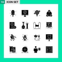 pak van 16 solide stijl icoon reeks glyph symbolen voor afdrukken creatief tekens geïsoleerd Aan wit achtergrond 16 icoon reeks creatief zwart icoon vector achtergrond