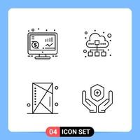 4 lijn zwart icoon pak schets symbolen voor mobiel apps geïsoleerd Aan wit achtergrond 4 pictogrammen reeks creatief zwart icoon vector achtergrond