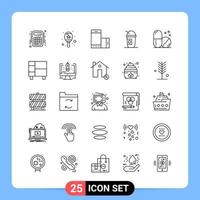 25 lijn zwart icoon pak schets symbolen voor mobiel apps geïsoleerd Aan wit achtergrond 25 pictogrammen reeks creatief zwart icoon vector achtergrond
