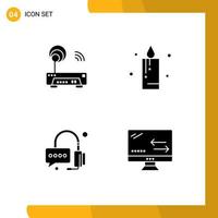 pictogram reeks van 4 gemakkelijk solide glyphs van apparaat ondersteuning technologie vakantie verbinding bewerkbare vector ontwerp elementen