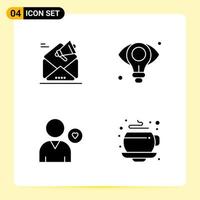 4 creatief pictogrammen voor modern website ontwerp en snel reagerend mobiel apps 4 glyph symbolen tekens Aan wit achtergrond 4 icoon pak creatief zwart icoon vector achtergrond