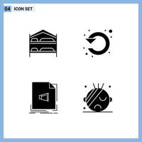 reeks van 4 modern ui pictogrammen symbolen tekens voor bed audio hotel links formaat bewerkbare vector ontwerp elementen