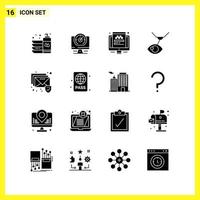 16 icoon reeks gemakkelijk solide symbolen glyph teken Aan wit achtergrond voor website ontwerp mobiel toepassingen en afdrukken media vector