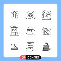 9 lijn zwart icoon pak schets symbolen voor mobiel apps geïsoleerd Aan wit achtergrond 9 pictogrammen reeks vector