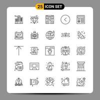 25 zwart icoon pak schets symbolen tekens voor snel reagerend ontwerpen Aan wit achtergrond 25 pictogrammen reeks vector