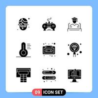 9 solide zwart icoon pak glyph symbolen voor mobiel apps geïsoleerd Aan wit achtergrond 9 pictogrammen reeks vector