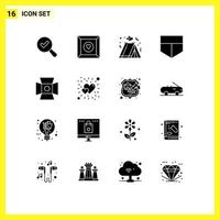 pictogram reeks van 16 gemakkelijk solide glyphs van helderheid studio liefde fotografie licht bewerkbare vector ontwerp elementen