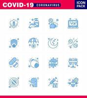 roman coronavirus 2019-nCoV 16 blauw icoon pak online controleren ontsmettingsmiddel tintje pandemisch virale coronavirus 2019november ziekte vector ontwerp elementen