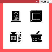 4 icoon pak solide stijl glyph symbolen Aan wit achtergrond gemakkelijk tekens voor algemeen ontwerpen vector