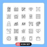 25 lijn zwart icoon pak schets symbolen voor mobiel apps geïsoleerd Aan wit achtergrond 25 pictogrammen reeks vector