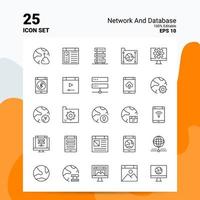 25 netwerk en databank icoon reeks 100 bewerkbare eps 10 bestanden bedrijf logo concept ideeën lijn icoon ontwerp vector