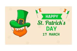 st. Patrick dag spandoek. elf van Ierse folklore vector