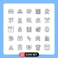 25 lijn zwart icoon pak schets symbolen voor mobiel apps geïsoleerd Aan wit achtergrond 25 pictogrammen reeks vector