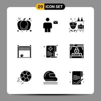 9 zwart icoon pak glyph symbolen tekens voor snel reagerend ontwerpen Aan wit achtergrond 9 pictogrammen reeks vector
