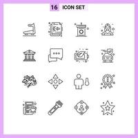 schets pak van 16 universeel symbolen van gebruiker vrouw podium danser eid bewerkbare vector ontwerp elementen