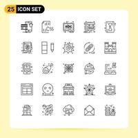 universeel icoon symbolen groep van 25 modern lijnen van teken horden ontwikkeling bord krijt bewerkbare vector ontwerp elementen