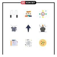 pictogram reeks van 9 gemakkelijk vlak kleuren van kaars pijl online hangende kleren bewerkbare vector ontwerp elementen