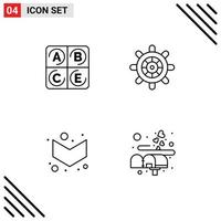 voorraad vector icoon pak van 4 lijn tekens en symbolen voor eetpatroon doos boot pijl liefde bewerkbare vector ontwerp elementen