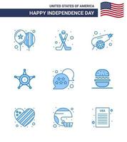 Verenigde Staten van Amerika gelukkig onafhankelijkheid dagpictogram reeks van 9 gemakkelijk blues van Verenigde Staten van Amerika Verenigde Staten van Amerika leger ster mannen bewerkbare Verenigde Staten van Amerika dag vector ontwerp elementen