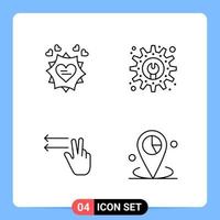 4 lijn zwart icoon pak schets symbolen voor mobiel apps geïsoleerd Aan wit achtergrond 4 pictogrammen reeks vector