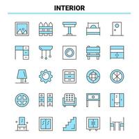 25 interieur zwart en blauw icoon reeks creatief icoon ontwerp en logo sjabloon vector