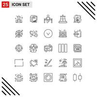 reeks van 25 modern ui pictogrammen symbolen tekens voor nautische boei afzet Mens gymnastiek- bewerkbare vector ontwerp elementen