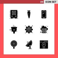 9 icoon pak solide stijl glyph symbolen Aan wit achtergrond gemakkelijk tekens voor algemeen ontwerpen vector