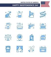 gelukkig onafhankelijkheid dag Verenigde Staten van Amerika pak van 16 creatief blues van Patat chips schuim hand- partij lamp Gorzen bewerkbare Verenigde Staten van Amerika dag vector ontwerp elementen