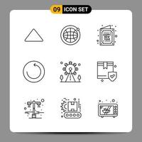 9 zwart icoon pak schets symbolen tekens voor snel reagerend ontwerpen Aan wit achtergrond 9 pictogrammen reeks vector