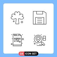 4 lijn zwart icoon pak schets symbolen voor mobiel apps geïsoleerd Aan wit achtergrond 4 pictogrammen reeks vector