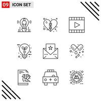 pixel perfect reeks van 9 lijn pictogrammen schets icoon reeks voor website ontwerpen en mobiel toepassingen koppel vector