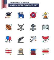 16 creatief Verenigde Staten van Amerika pictogrammen modern onafhankelijkheid tekens en 4e juli symbolen van hokey sport- leger rugby trofee bewerkbare Verenigde Staten van Amerika dag vector ontwerp elementen