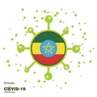 Ethiopië coronavius vlag bewustzijn achtergrond blijven huis blijven gezond nemen zorg van uw eigen Gezondheid bidden voor land vector