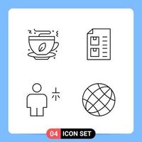 4 lijn zwart icoon pak schets symbolen voor mobiel apps geïsoleerd Aan wit achtergrond 4 pictogrammen reeks vector