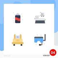 modern reeks van 4 vlak pictogrammen pictogram van drinken vervoer ecommerce bus stofbril bewerkbare vector ontwerp elementen