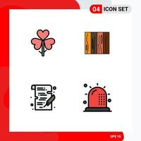 4 gebruiker koppel gevulde lijn vlak kleur pak van modern tekens en symbolen van bloem hout bloem meubilair school- bewerkbare vector ontwerp elementen