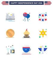 9 Verenigde Staten van Amerika vlak pak van onafhankelijkheid dag tekens en symbolen van Amerikaans Amerikaans voetbal vlieg slinger decoratie bewerkbare Verenigde Staten van Amerika dag vector ontwerp elementen