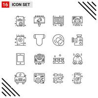 pixel perfect reeks van 16 lijn pictogrammen schets icoon reeks voor website ontwerpen en mobiel toepassingen koppel vector