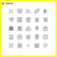 25 gebruiker koppel lijn pak van modern tekens en symbolen van etiket geld internet digitaal bergen bewerkbare vector ontwerp elementen
