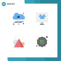 4 vlak icoon concept voor websites mobiel en apps wolk kunsten kleding ecommerce kubussen bewerkbare vector ontwerp elementen