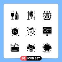 9 solide zwart icoon pak glyph symbolen voor mobiel apps geïsoleerd Aan wit achtergrond 9 pictogrammen reeks vector