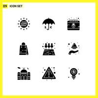 modern reeks van 9 solide glyphs pictogram van landbouw markt opslaan ecommerce internet bewerkbare vector ontwerp elementen