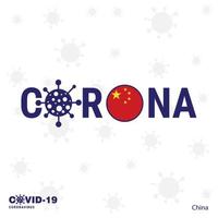 China coronavirus typografie covid19 land banier blijven huis blijven gezond nemen zorg van uw eigen Gezondheid vector