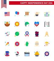 25 creatief Verenigde Staten van Amerika pictogrammen modern onafhankelijkheid tekens en 4e juli symbolen van ruimte mijlpaal heet hond gebouw zoet bewerkbare Verenigde Staten van Amerika dag vector ontwerp elementen