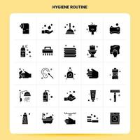 solide 25 hygiëne routine- icoon reeks vector glyph stijl ontwerp zwart pictogrammen reeks web en mobiel bedrijf ideeën ontwerp vector illustratie