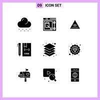 voorraad vector icoon pak van 9 lijn tekens en symbolen voor lagen het dossier illuminati ontwikkeling codering bewerkbare vector ontwerp elementen