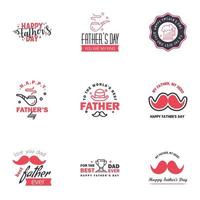 liefde u papa kaart ontwerp voor gelukkig vaders dag typografie verzameling 9 zwart en roze ontwerp bewerkbare vector ontwerp elementen